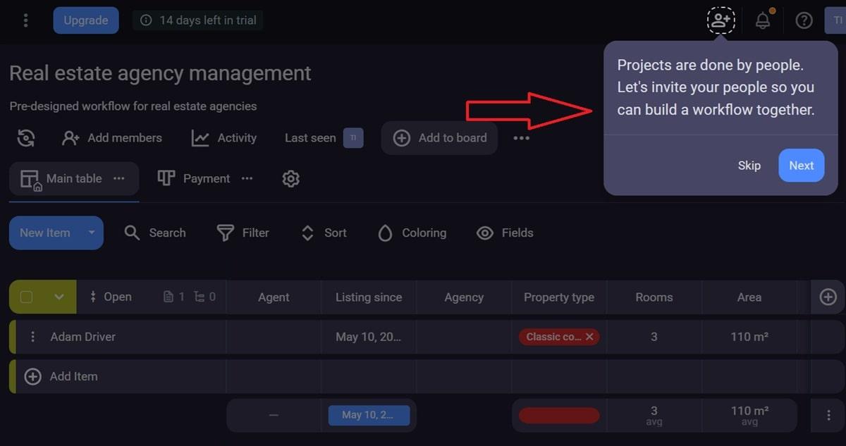 Software onboarding popup interface showing user guidance and feature introduction for new platform users